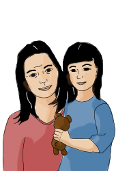 Illustration av en mor och en dotter.