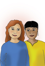 Illustration av två kvinnor.