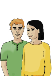 Illustration of a man and a woman. 