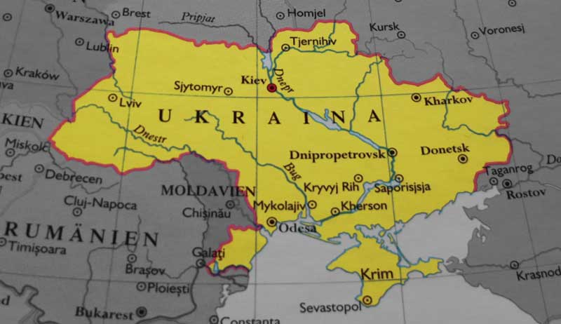 Karta över Ukraina.