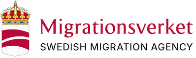 Migrationsverkets logotyp, fullständig variant med engelsk text.