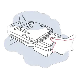 Illustration of a person giving fingerprints in a biometric machine.
