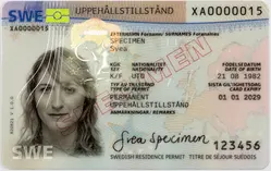 Fotokopia av ett uppehållstillståndskort.